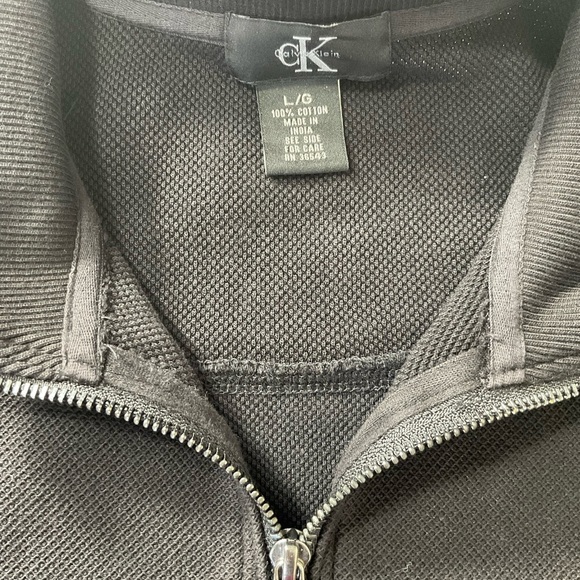 Calvin Klein Jeans Black Waffle Knit Full Zip Jacket Sweater Men's Size Large - Picture 8 of 8